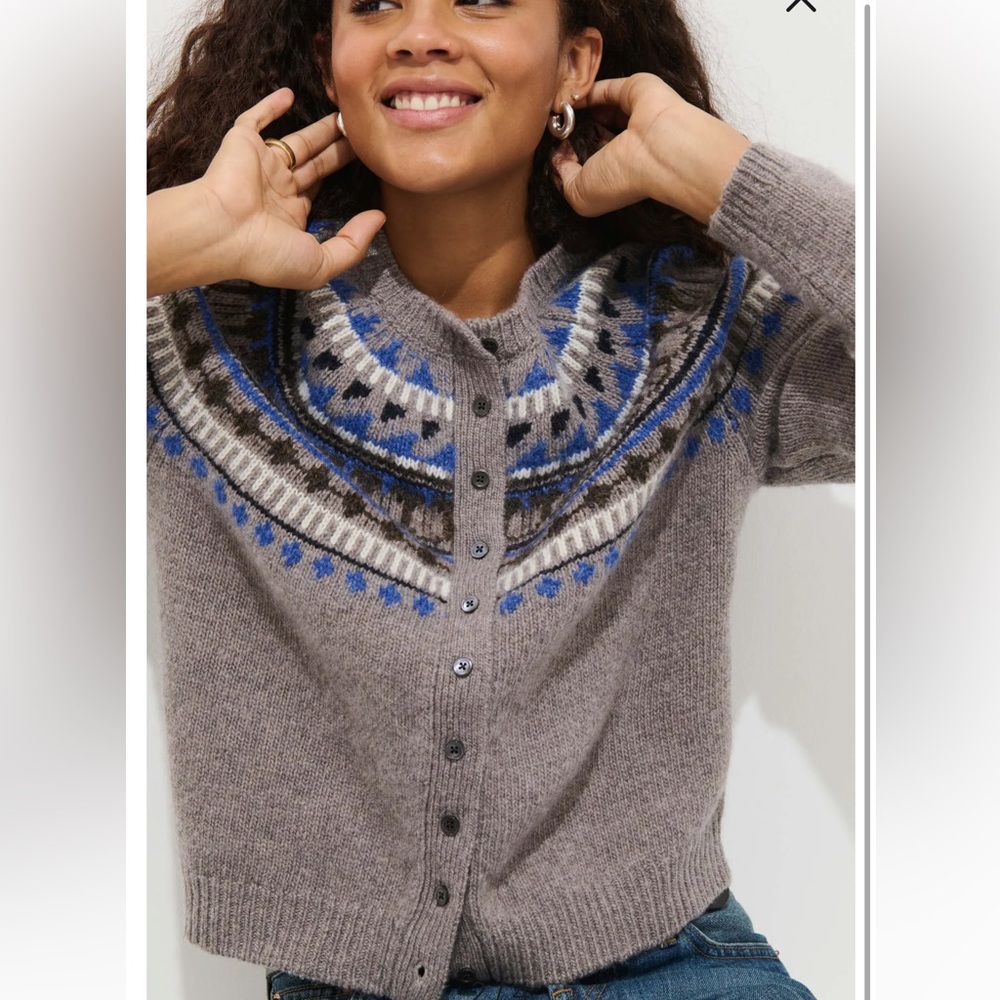 Alex Mill Amina Fair Isle Wool Blend Cardigan - Picture 2 of 8